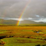 Ausblick vom Ferienhaus mit Regenbogen